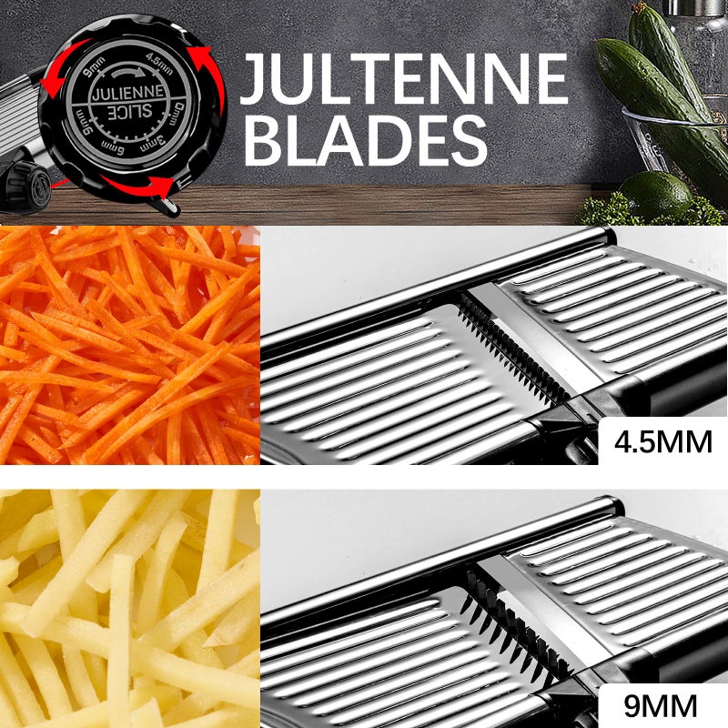 VEKAYA Mandoline Slicer, Mandoline Slicer for Kitchen, Adjustable Mandolin, Stainless Steel Mandoline, Vegetable Slicer, Potato, Onion, Cucumber, Tomato, Veggie Slicer with Cut-Resistant Gloves - Image 3